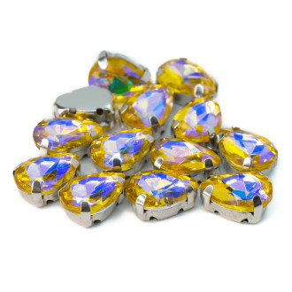 Стразы в цапах пришивные Капля 7х10 мм Желтый АВ 5 шт.