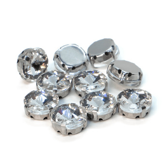 Стразы в цапах пришивные Круглые 10 мм Прозрачный 10 шт.