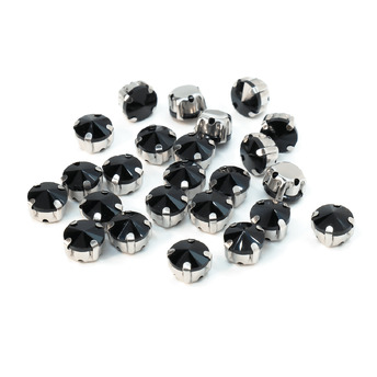 Стразы в цапах пришивные Круглые 8 мм Черный 10 шт.