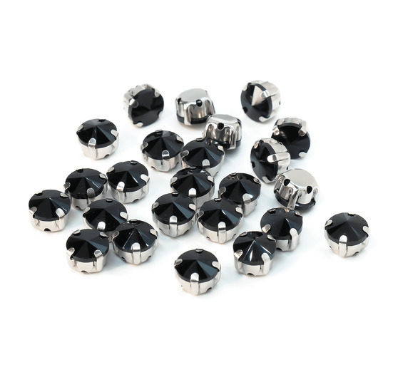 Стразы в цапах пришивные Круглые 8 мм Черный 10 шт.
