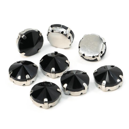 Стразы в цапах пришивные Круглые 8 мм Черный 10 шт.