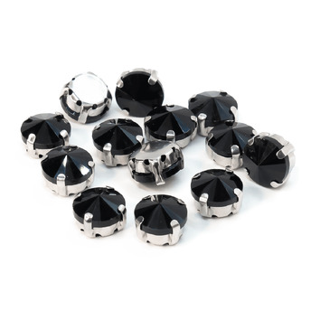 Стразы в цапах пришивные Круглые 10 мм Черный 10 шт.