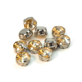 Стразы в цапах пришивные Круглые 8 мм Шампань 10 шт.