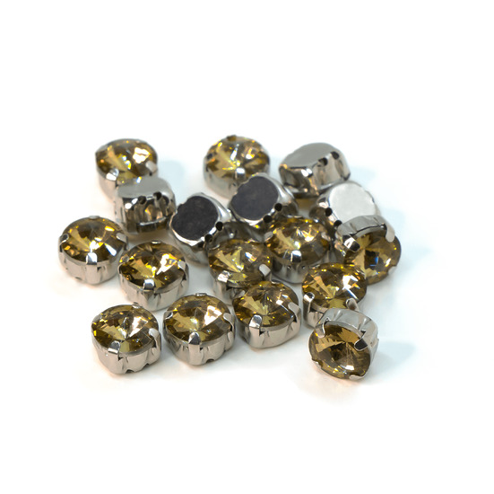 Стразы в цапах пришивные Круглые 10 мм Бежевый 10 шт.