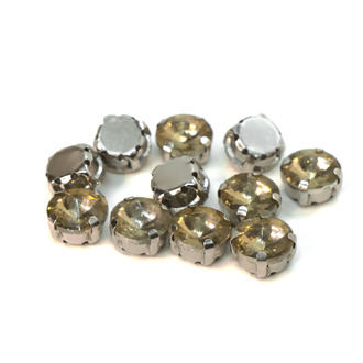 Стразы в цапах пришивные Круглые 10 мм Бежевый 10 шт.