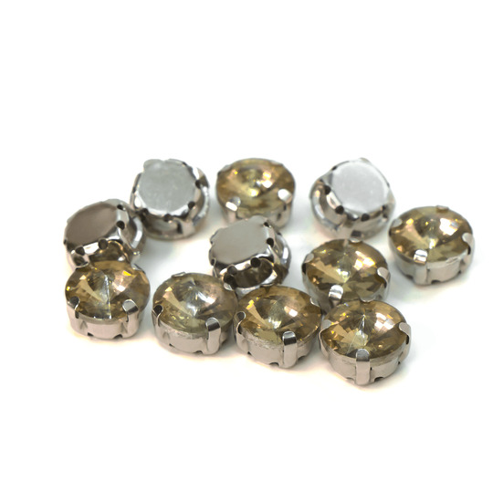 Стразы в цапах пришивные Круглые 10 мм Бежевый 10 шт.