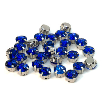 Стразы в цапах пришивные Круглые 8 мм Электрик 10 шт.