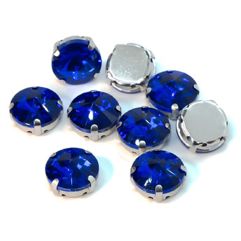 Стразы в цапах пришивные Круглые 10 мм Электрик 10 шт.