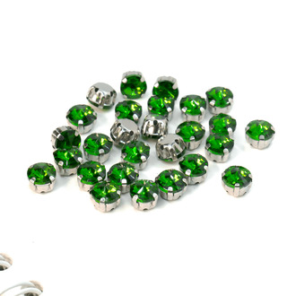 Стразы в цапах пришивные Круглые 8 мм Салатовый 10 шт.