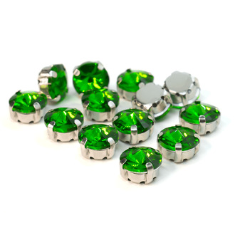 Стразы в цапах пришивные Круглые 10 мм Салатовый 10 шт.