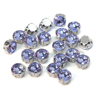 Стразы в цапах пришивные Круглые 8 мм Сиреневый 10 шт.