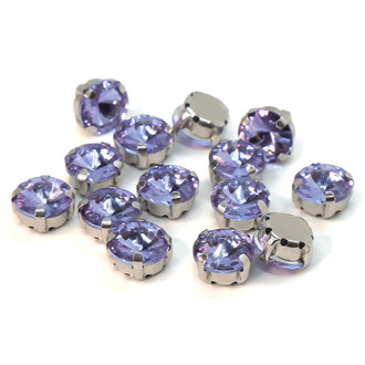 Стразы в цапах пришивные Круглые 10 мм Сиреневый 10 шт.