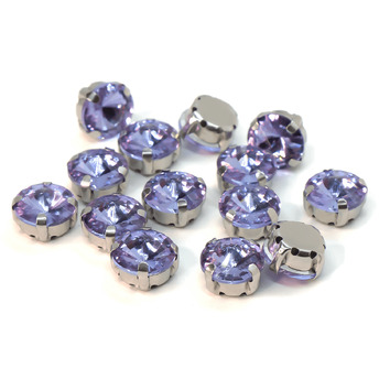 Стразы в цапах пришивные Круглые 10 мм Сиреневый 10 шт.