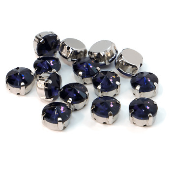 Стразы в цапах пришивные Круглые 10 мм Фиолетовый 10 шт.