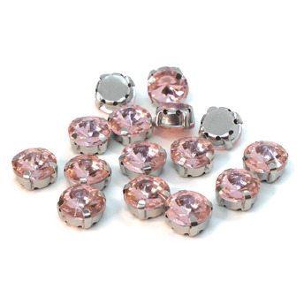 Стразы в цапах пришивные Круглые 10 мм Розовый светлый 10 шт.