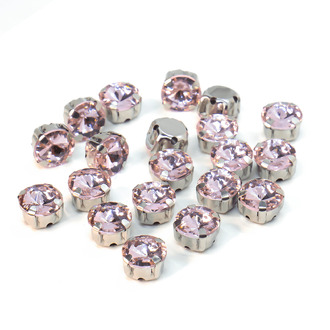 Стразы в цапах пришивные Круглые 8 мм Розовый светлый 10 шт.