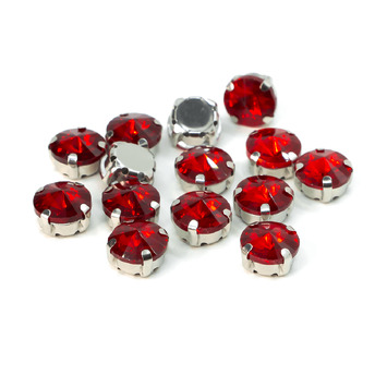 Стразы в цапах пришивные Круглые 10 мм Красный 10 шт.