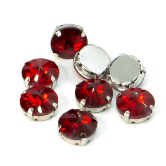 Стразы в цапах пришивные Круглые 14 мм Красный 10 шт.