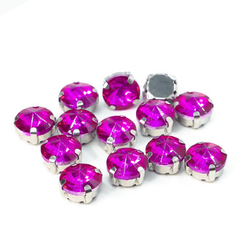 Стразы в цапах пришивные Круглые 10 мм Розовый 10 шт.