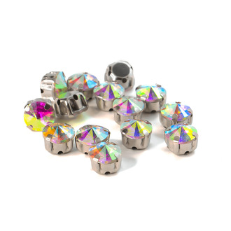 Стразы в цапах пришивные Круглые 8 мм АВ 10 шт.