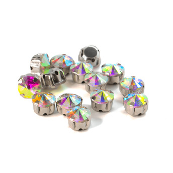 Стразы в цапах пришивные Круглые 8 мм АВ 10 шт.