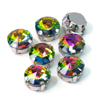 Стрази в оправі пришивні Круглі 10 мм Барвистий 10 шт.