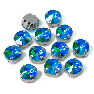 Стразы в цапах пришивные Круглые 8 мм Синий АВ 5 шт.