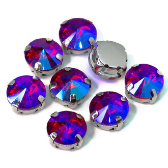 Стразы в цапах пришивные Круглые 10 мм Красный АВ 5 шт.