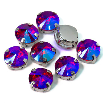 Стразы в цапах пришивные Круглые 10 мм Красный АВ 5 шт.