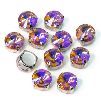 Стразы в цапах пришивные Круглые 8 мм Шампань АВ 5 шт.