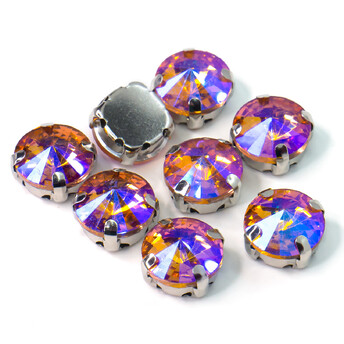 Стразы в цапах пришивные Круглые 10 мм Шампань АВ 5 шт.