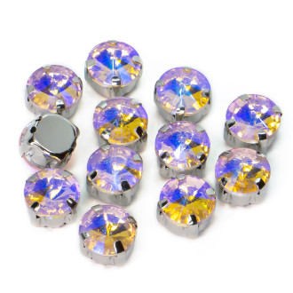 Стразы в цапах пришивные Круглые 8 мм Розовый светлый АВ 5 шт.