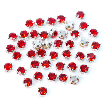 Стразы в цапах пришивные Круглые 4 мм Красный 60 шт.