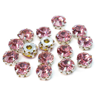Стразы в цапах пришивные Круглые 8 мм Розовый светлый 30 шт.