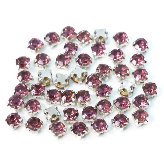 Стразы в цапах пришивные Круглые 8 мм Слива 30 шт.