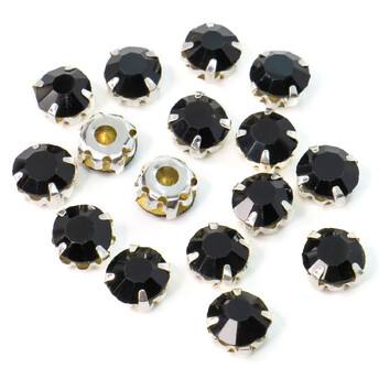 Стразы в цапах пришивные Круглые 8 мм Черный 30 шт.