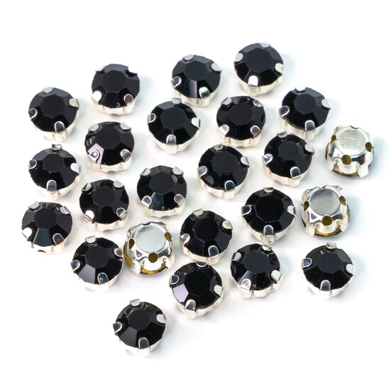 Стразы в цапах пришивные Круглые 6 мм Черный 30 шт.