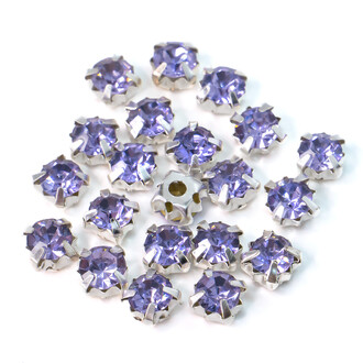 Стразы в цапах пришивные Круглые 5 мм Сиреневый 30 шт.