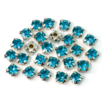 Стразы в цапах пришивные Круглые 5 мм Голубой 30 шт.