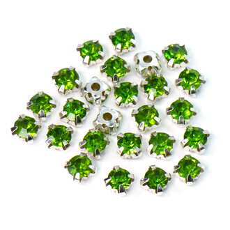 Стразы в цапах пришивные Круглые 5 мм Салатовый 30 шт.