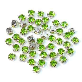 Стразы в цапах пришивные Круглые 4 мм Салатовый 60 шт.