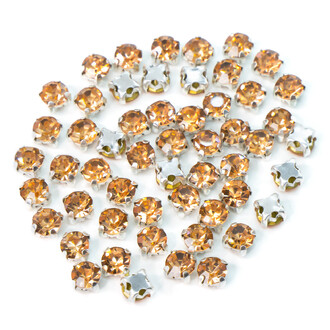 Стразы в цапах пришивные Круглые 4 мм Водно-Красный 60 шт.