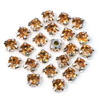 Стразы в цапах пришивные Круглые 6 мм Водно-Красный 30 шт.