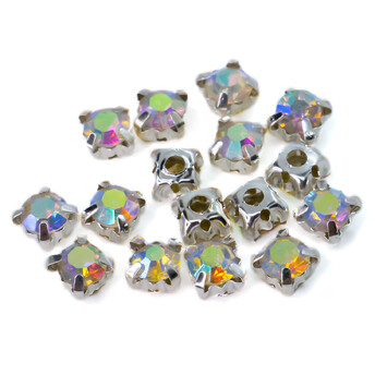 Стразы в цапах пришивные Круглые 6 мм АВ 30 шт.