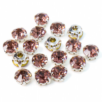 Стразы в цапах пришивные Круглые 8 мм Слива 30 шт.