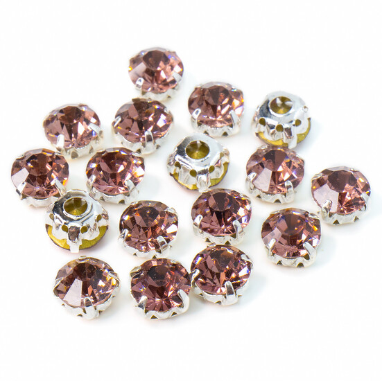 Стразы в цапах пришивные Круглые 8 мм Слива 30 шт.