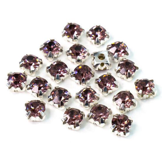 Стразы в цапах пришивные Круглые 8 мм Слива 30 шт.