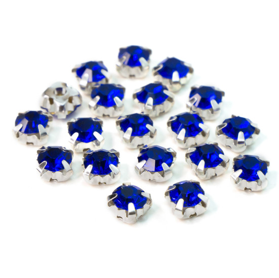 Стразы в цапах пришивные Круглые 5 мм Электрик 30 шт.