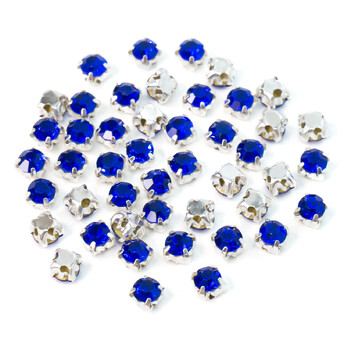 Стразы в цапах пришивные Круглые 4 мм Электрик 60 шт.