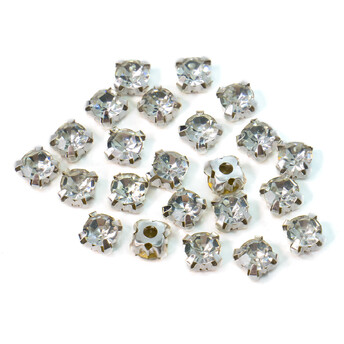 Стразы в цапах пришивные Круглые 6 мм Прозрачный 30 шт.